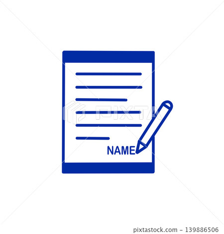 Icon material of a contract/document with a signature field and pen. Icon material of a contract/document with a signature field and pen. 139886506
