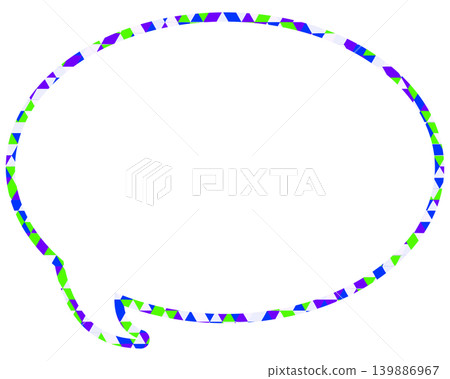 Stained glass style speech bubble, triangular pattern, round shape 139886967