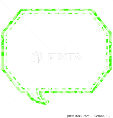 Stained glass style speech bubble, triangular pattern, octagonal shape with corners 139886999