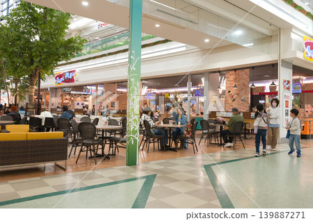 May: Eating fast food at a shopping center with my family 139887271