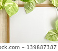 Eco-friendly, organic, and natural wood-framed whiteboards featuring the greenery of houseplants - perfect for writing and designing. 139887387