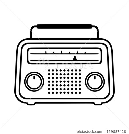 Retro radio line icon 139887428