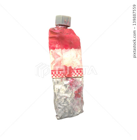 Close-up Old tube of artist oil paint with many colors on white background with copy space 139887559