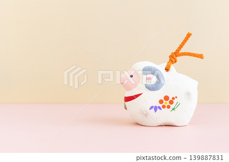 Year of the Sheep Zodiac Decoration: Sheep New Year's Card Material 139887831