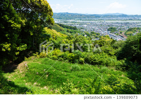 View of Shimada city from the ruins of Suwahara Castle in Shimada City, Shizuoka Prefecture. 139889073