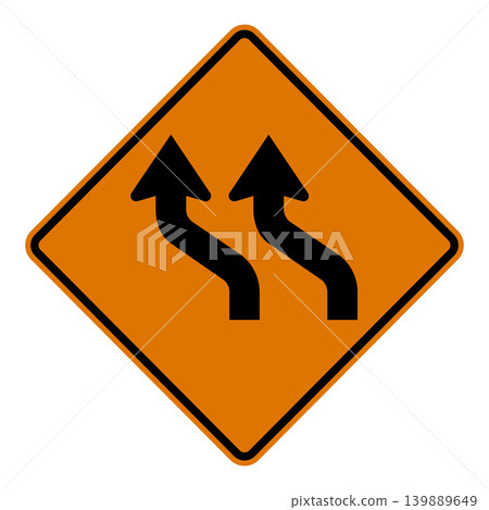 American road signs: 2-lane shift American road signs: 2-lane shift 139889649