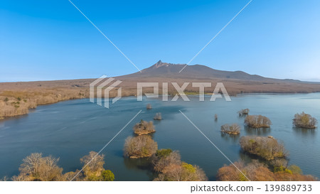 April 26 2026 Onumakoen Lake With Komagatake Mountain Aerial 139889733