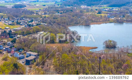 April 26 2026 Onumakoen Lakeside Town Aerial With Mountains 139889762