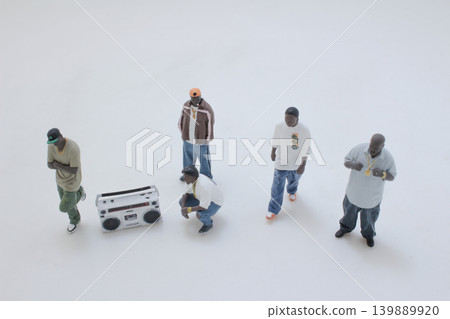 Miniature street group with music and boombox Miniature street group with music and boombox 139889920