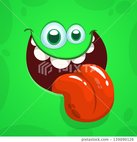 Cute Cartoon Monster Face Illustration. Funny Character Design Isolated. Great for Halloween party decoration or package design 139890126