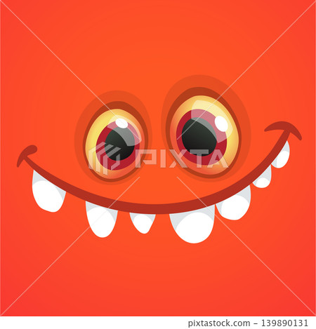 Cute Cartoon Monster Face Illustration. Funny Character Design Isolated. Great for Halloween party decoration or package design Cute Cartoon Monster Face Illustration. Funny Character Design Isolated. Great for Halloween party decoration or package design 139890131