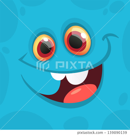 Cute Cartoon Monster Face Illustration. Funny Character Design Isolated. Great for Halloween party decoration or package design 139890139
