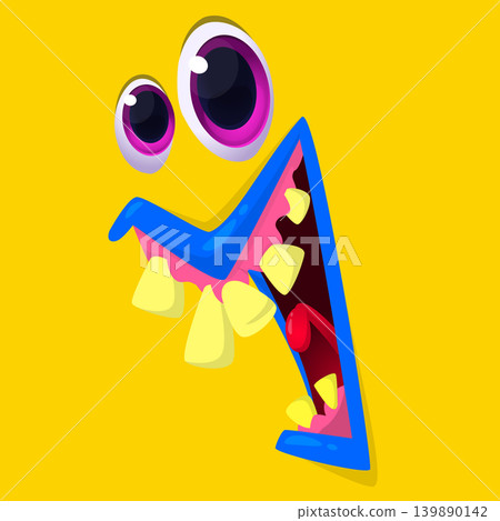 Cute Cartoon Monster Face Illustration. Funny Character Design Isolated. Great for Halloween party decoration or package design 139890142