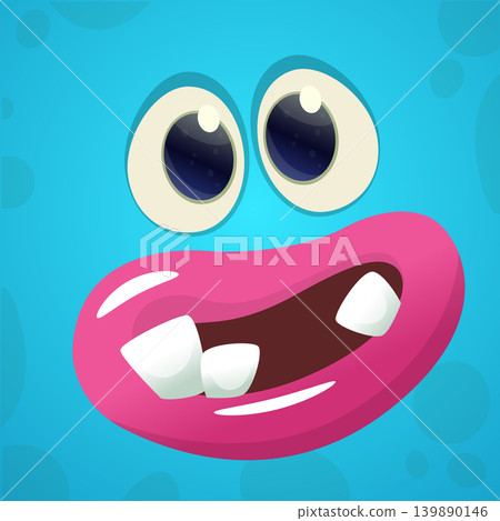 Cute Cartoon Monster Face Illustration. Funny Character Design Isolated. Great for Halloween party decoration or package design 139890146