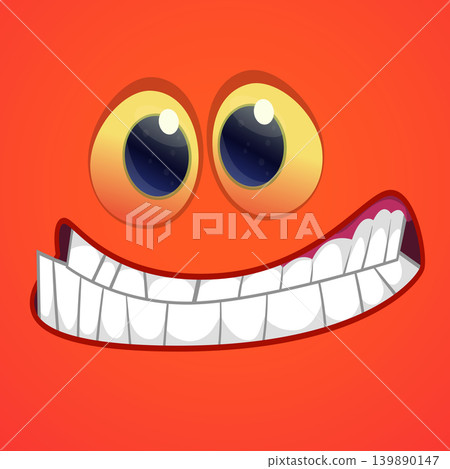 Cute Cartoon Monster Face Illustration. Funny Character Design Isolated. Great for Halloween party decoration or package design Cute Cartoon Monster Face Illustration. Funny Character Design Isolated. Great for Halloween party decoration or package design 139890147