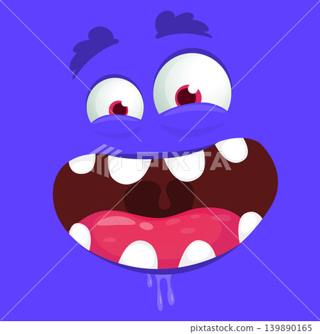 Cute Cartoon Monster Face Illustration. Funny Character Design Isolated. Great for Halloween party decoration or package design 139890165