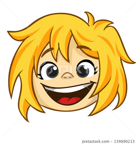 Cartoon small girl.Vector illustration of young teenager outlined. Girl head drawing 139890213