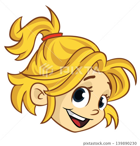Cartoon small girl.Vector illustration of young teenager outlined. Girl head drawing Cartoon small girl.Vector illustration of young teenager outlined. Girl head drawing 139890230