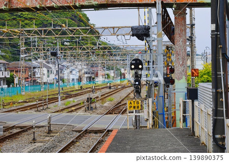 Shunting signal and Kanazawa Shindo level crossing as seen from Zushi Station Shunting signal and Kanazawa Shindo level crossing as seen from Zushi Station 139890375