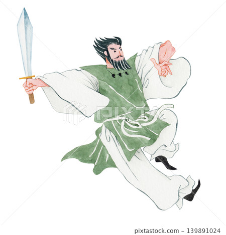 日本神祇,日本神話,須佐之男命,水彩插圖 日本神祇,日本神話,須佐之男命,水彩插圖 139891024