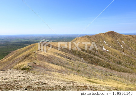 Mount Nishibetsu and its ridgeline as seen from the Nishibetsu-dake mountain trail in Hokkaido. Mount Nishibetsu and its ridgeline as seen from the Nishibetsu-dake mountain trail in Hokkaido. 139891143