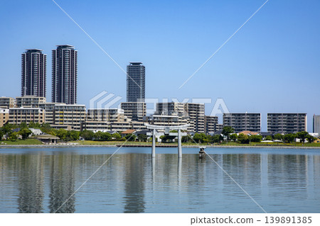 View of Fukuoka Island City from Kashiihama Kita Park in Higashi Ward, Fukuoka City, Fukuoka Prefecture View of Fukuoka Island City from Kashiihama Kita Park in Higashi Ward, Fukuoka City, Fukuoka Prefecture 139891385
