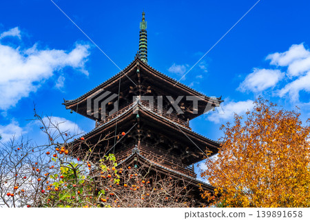 Late Autumn at Bitchu Kokubunji Temple: Blue Sky, Autumn Leaves, and the Five-Storied Pagoda (7) - Soja City, Okayama Prefecture Late Autumn at Bitchu Kokubunji Temple: Blue Sky, Autumn Leaves, and the Five-Storied Pagoda (7) - Soja City, Okayama Prefecture 139891658