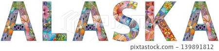 Word Alaska. Vector object for decoration 139891812