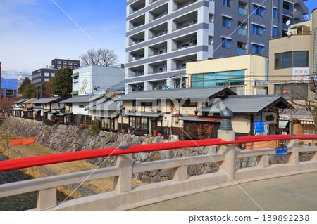 [Nagano Prefecture] Nawate-dori Shopping Street and Saiwai Bridge on a sunny day (Matsumoto City) 139892238