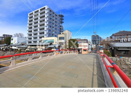 [Nagano Prefecture] Nawate-dori Shopping Street and Saiwai Bridge on a sunny day (Matsumoto City) 139892248