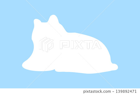 Cute cat silhouette frame - light blue 139892471