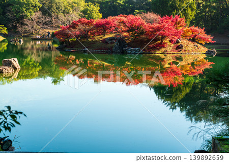 【特別名勝】栗林庭園,晚秋景色:楓葉島與傳統日式小船(2),香川縣高松市 【特別名勝】栗林庭園,晚秋景色:楓葉島與傳統日式小船(2),香川縣高松市 139892659