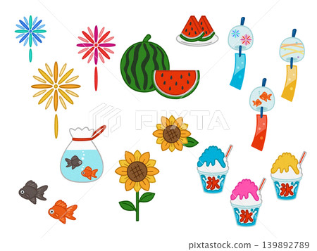 Summer-themed materials (hand-drawn style) 139892789