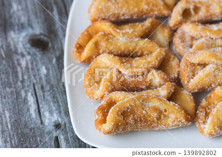 Homemade Spanish Pestiños On White Plate 139892802