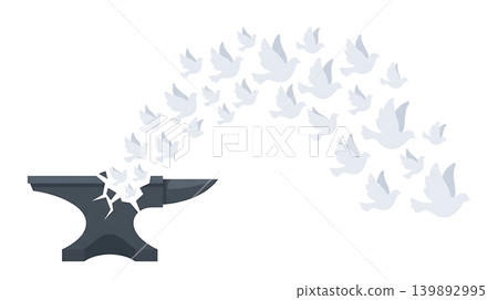 Black Anvil Transforming into Flying White Doves Black Anvil Transforming into Flying White Doves 139892995