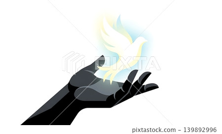 Dark Fist Opening to Release a White Dove Dark Fist Opening to Release a White Dove 139892996