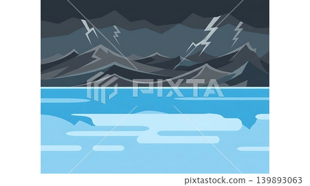 Stormy Grey Ocean Turning into Still Blue Surface Stormy Grey Ocean Turning into Still Blue Surface 139893063