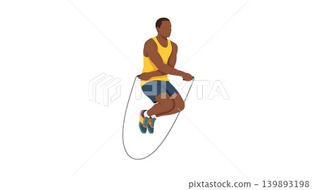 African American Male Doing Jump Rope Aerobic Move African American Male Doing Jump Rope Aerobic Move 139893198