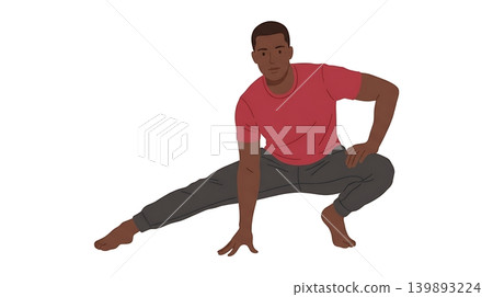 Man Demonstrating Grounded Yoga Pose in Somatic Therapy Man Demonstrating Grounded Yoga Pose in Somatic Therapy 139893224