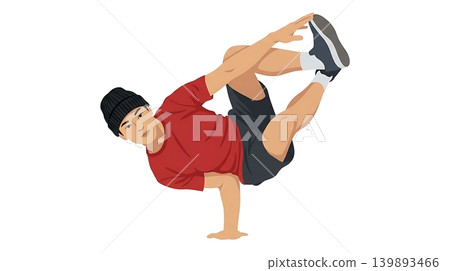Asian Male Practicing Breakdance Windmill Move Asian Male Practicing Breakdance Windmill Move 139893466