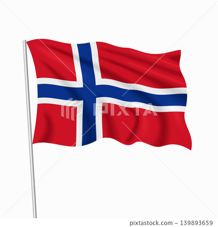 Norwegian waving national flag, design for national holidays. Vector illustration. Norwegian waving national flag, design for national holidays. Vector illustration. 139893659