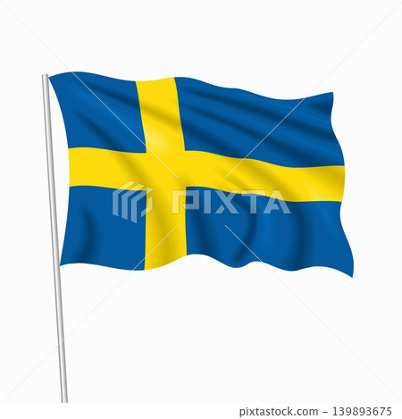 Swedish waving national flag, design for national holidays. Vector illustration. 139893675