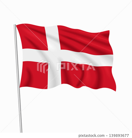 Danish waving national flag, design for national holidays. Vector illustration. 139893677