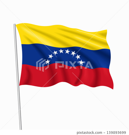 Venezuelan waving national flag, design for national holidays. Vector illustration. Venezuelan waving national flag, design for national holidays. Vector illustration. 139893699