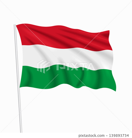 Hungarian waving national flag, design for national holidays. Vector illustration. Hungarian waving national flag, design for national holidays. Vector illustration. 139893734