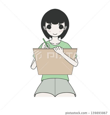 一個女孩正在全神貫注地畫畫。 一個女孩正在全神貫注地畫畫。 139893867