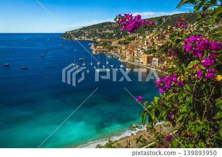 Villefranche sur Mer view from the flowery place, France Villefranche sur Mer view from the flowery place, France 139893950