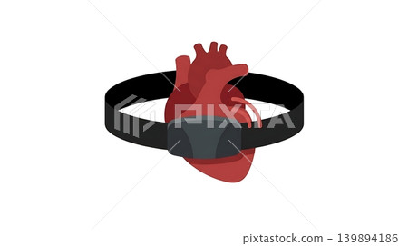 Black Chest Strap Heart Monitor with Red Heart Black Chest Strap Heart Monitor with Red Heart 139894186