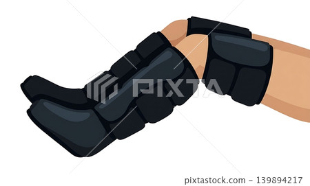 Black Pneumatic Compression Boots on Legs Black Pneumatic Compression Boots on Legs 139894217