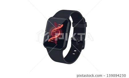 Black Smartwatch Displaying Red DNA Health Metric 139894230